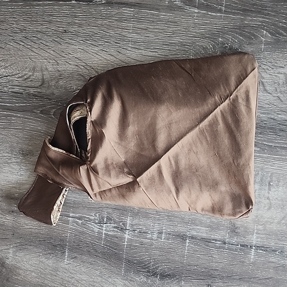 Handmade Reversible Japanese Knot Bag Boho Paisley Brown Satin - Picture 7 of 8